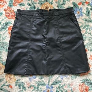 Black leather mini skirt
